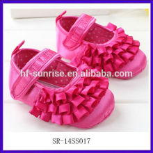 SR-14SS017 2014 rosa vermelha sapatos de bebê 0 3 meses moda plana bonito decorando sapatos de bebê novas meninas sapatos de bebê 2014